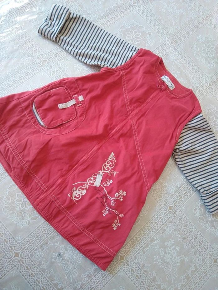 Robe rouge manches marinière 12 mois - photo numéro 2