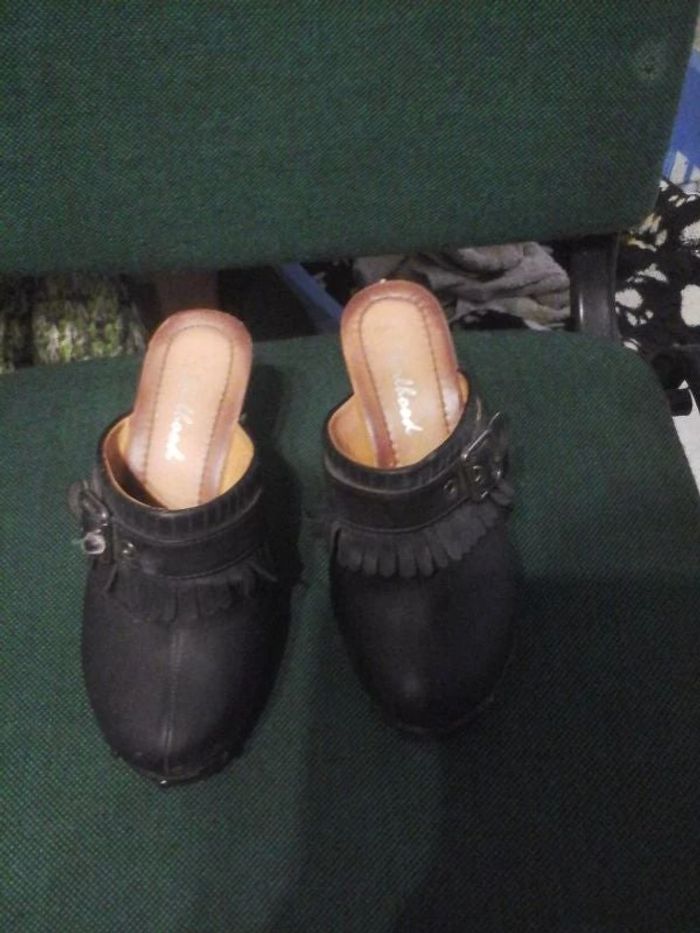 Sabots cuir noir 37