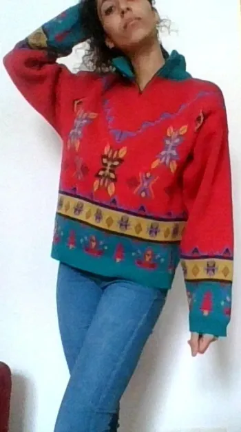Pull 90's Vert Jaune Rouge "Mountain Feeling"