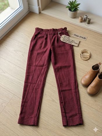 Élégant Pantalon Kiabi Bordeaux – Style Paperbag – Taille 10 ans
