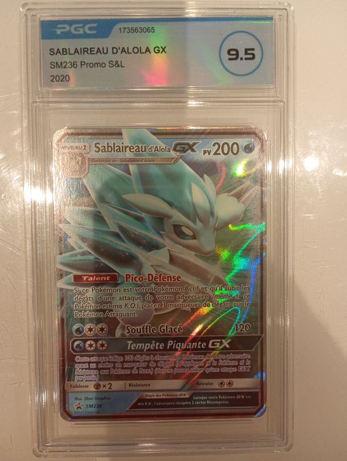 Carte Pokémon Sablaireau d’Alola GX SM236 Promo Soleil et Lune notée PGC 9.5
