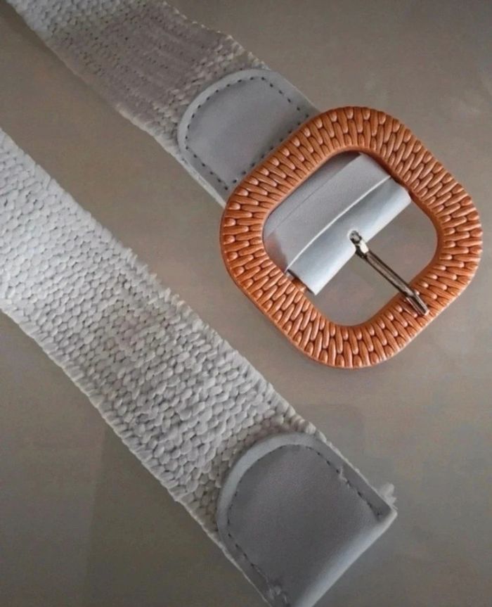 F26 Ceinture paille nature bohème tendance blanche - photo numéro 2