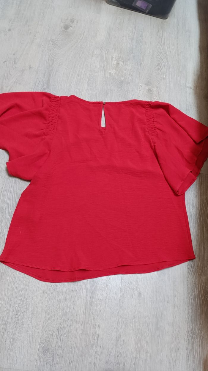 T shirt rouge femme manches bouffantes - photo numéro 2
