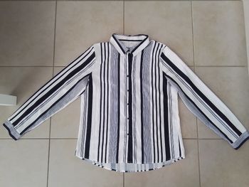 Chemise femme T  42  marine et blanc