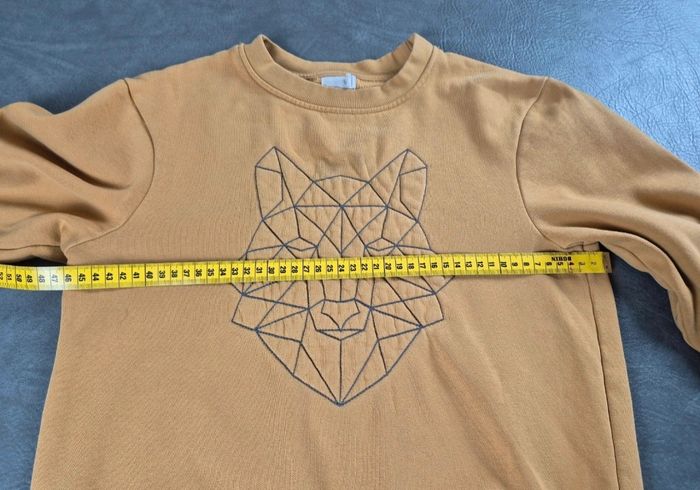 Sweat orange 12 ans loup brodé effet origami A30 - photo numéro 3