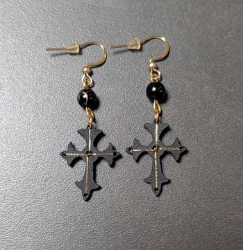 Boucles d'oreilles Croix celtique cuir