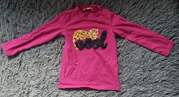 T-shirt fuchsia avec léopard 🐆 et écriture 2ans 92cm