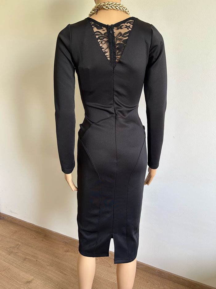 Robe noire mi longue neuve avec dentelle Chic by Lirette taille S - photo numéro 5