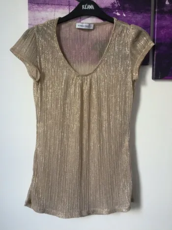 Haut transparent argenté et doré T36