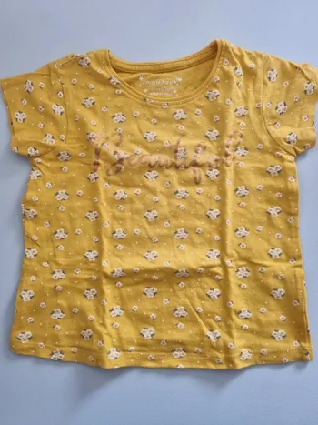T-shirt jaune fleuri