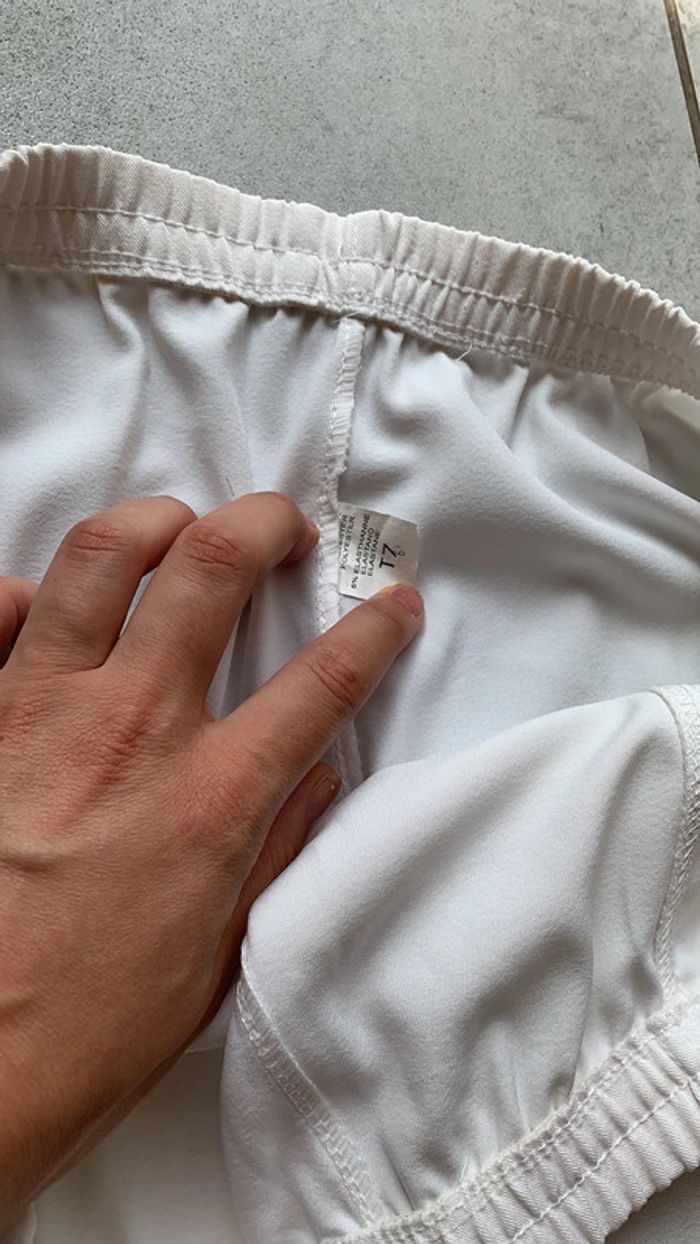 Pantalon court pantacourt évasé blanc taille 7 mais ajustable élastique en très bon état - photo numéro 7