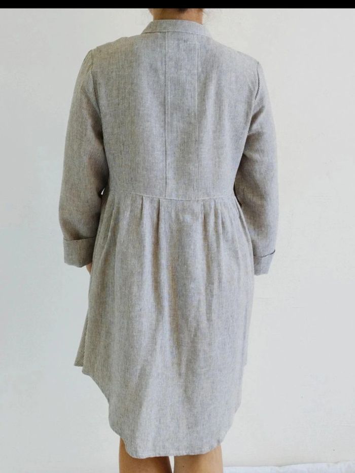 Robe chemise - Écru rayée marron - Lin Viscose - Léa Fashion - S - Excellent État - photo numéro 4