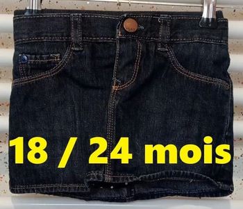 Jupe en jeans avec culotte incorporé bleu marine à pois Baby Gap Taille 18 / 24 mois