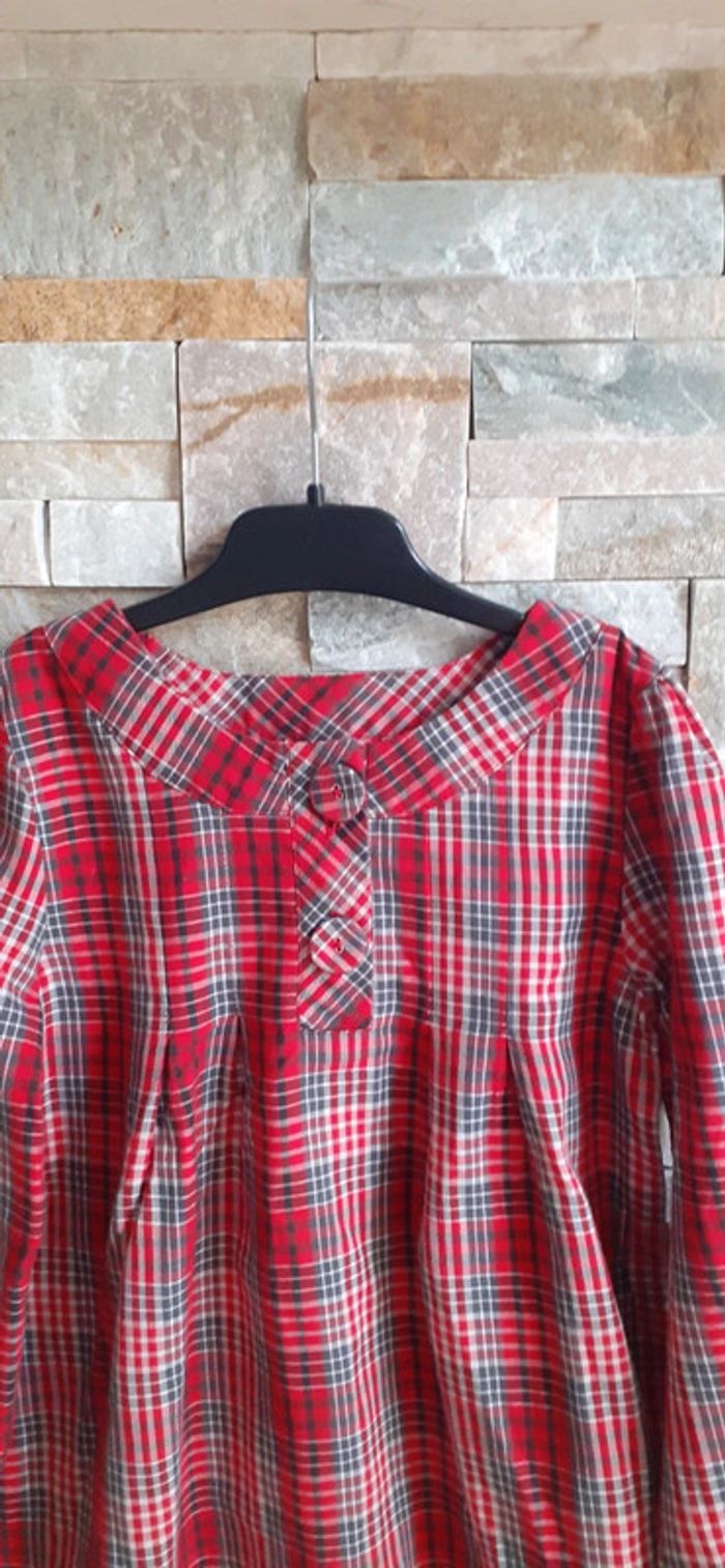 Haut blouse rouge à carreaux 6 ans Jacadi - photo numéro 5
