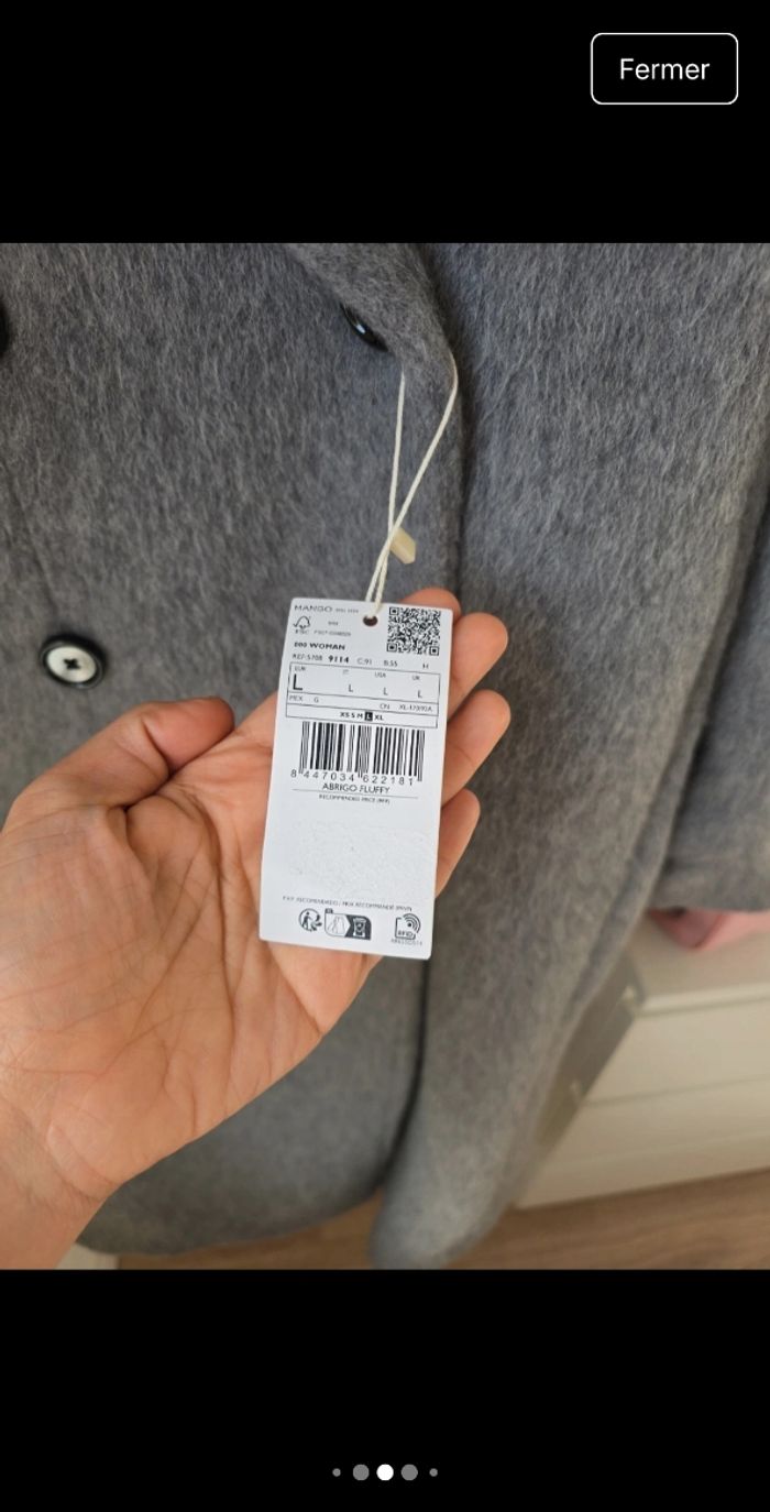 Long manteau gris en laine Mango - photo numéro 4