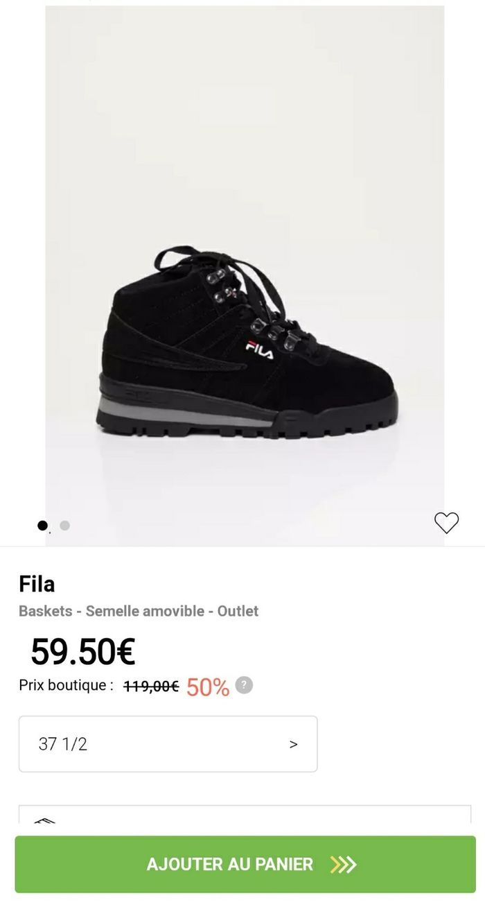 Basket cuir nubuck p37.5 neuf Fila