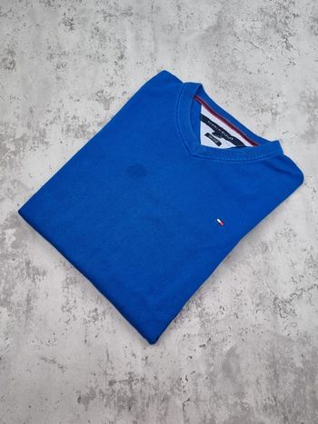 Pull col V Tommy Hilfiger bleu – Taille L Homme