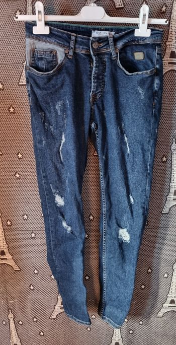 Jean marine à trous Skinny fit 38 mixte