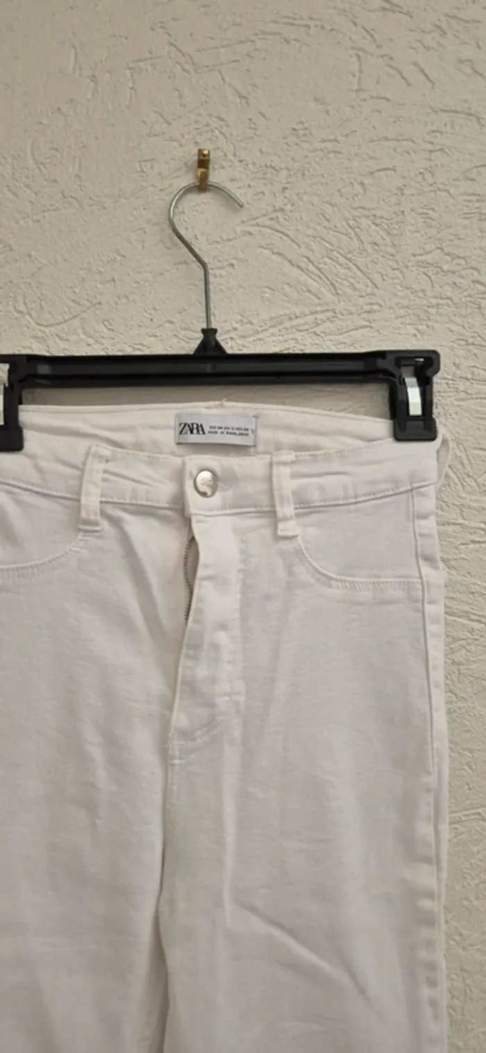 jean taille haute blanc zara - photo numéro 2