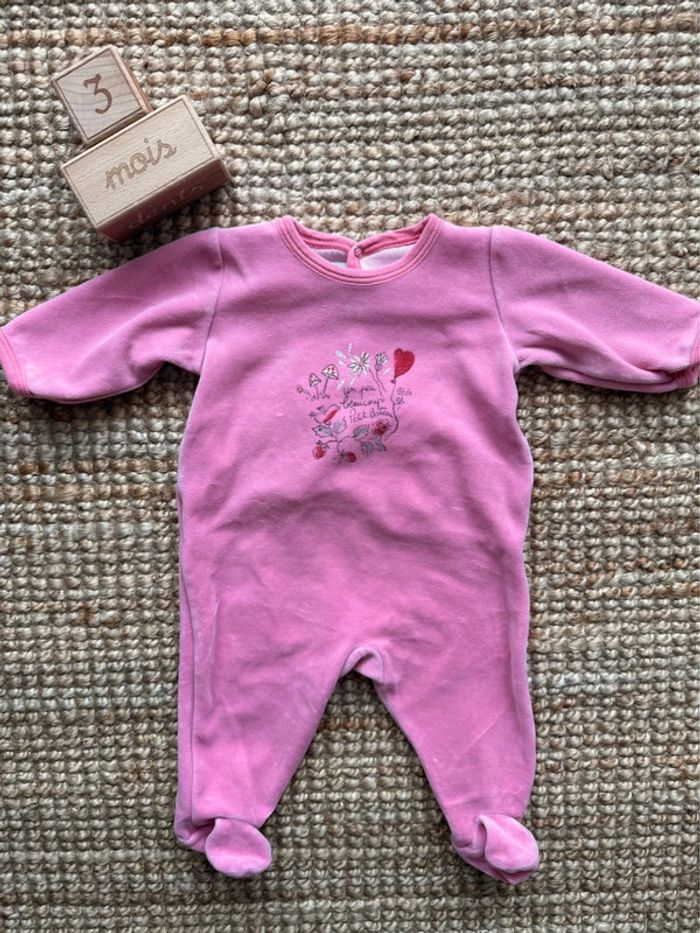 Pyjama velours Petit bateau 3mois / 60cm