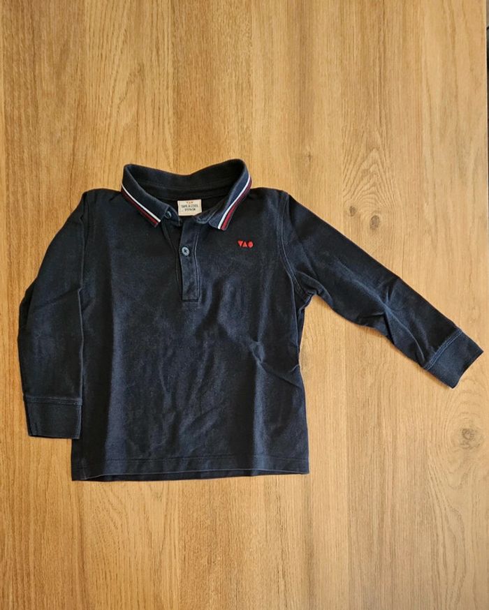 Polo manches longues, bleu marine, taille 3 ans, Tape-à-l'oeil