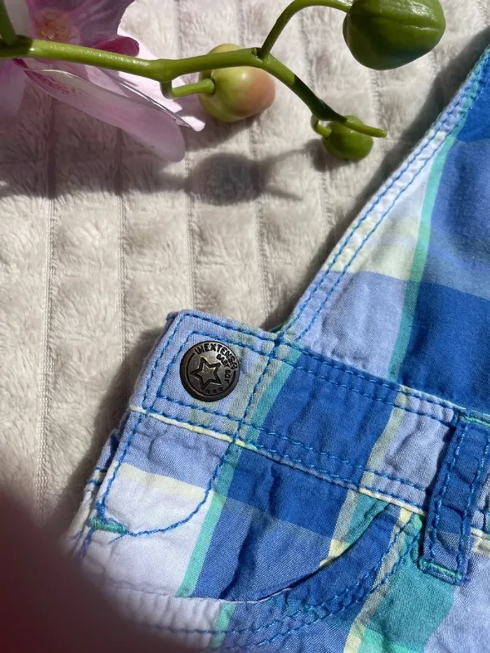 Combi Pantalon / Salopette bébé 86 cm Extenso à carreaux – bleu/vert/blanc - photo numéro 3
