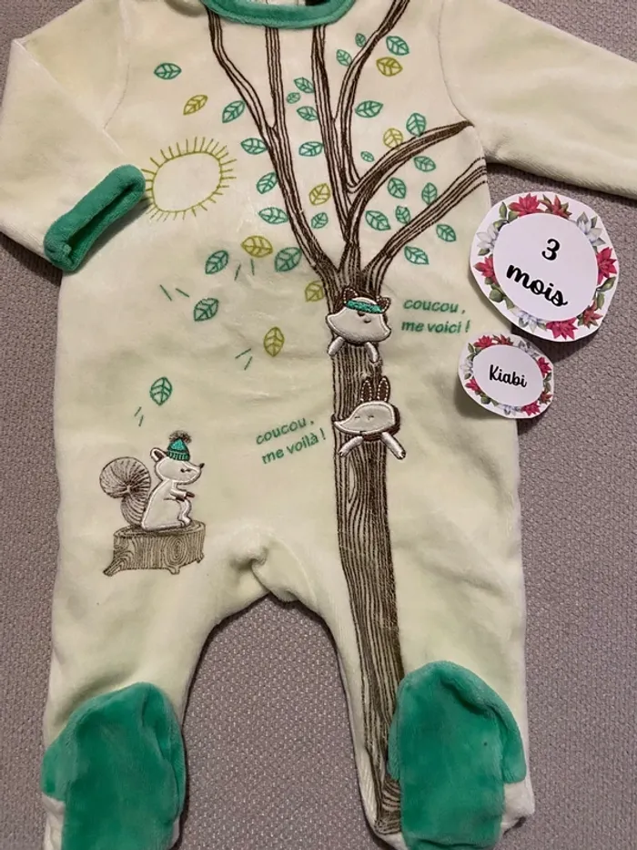 Pyjama chaud Kiabi taille 3 mois très bon état - photo numéro 3