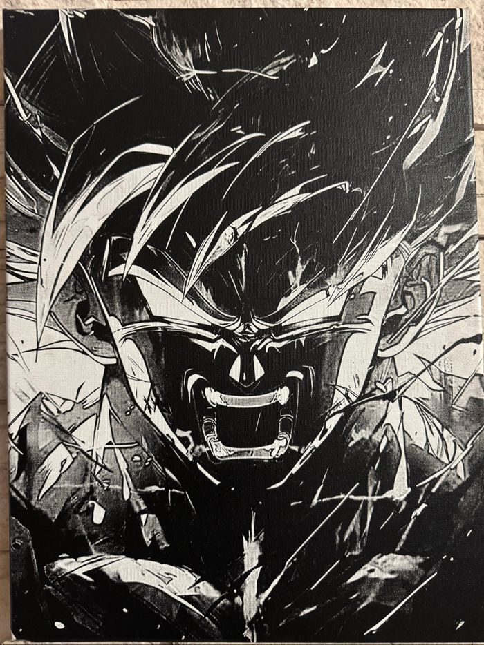 Tableau Goku colère intense Dragon Ball en toile 30x40cm