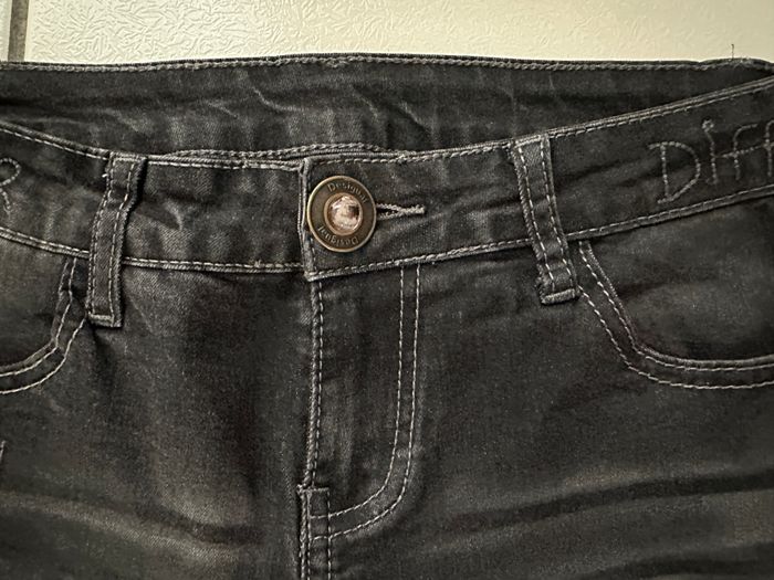 Jeans Slim noir effet usé taille 36 Desigual bas brodé et zip - photo numéro 4