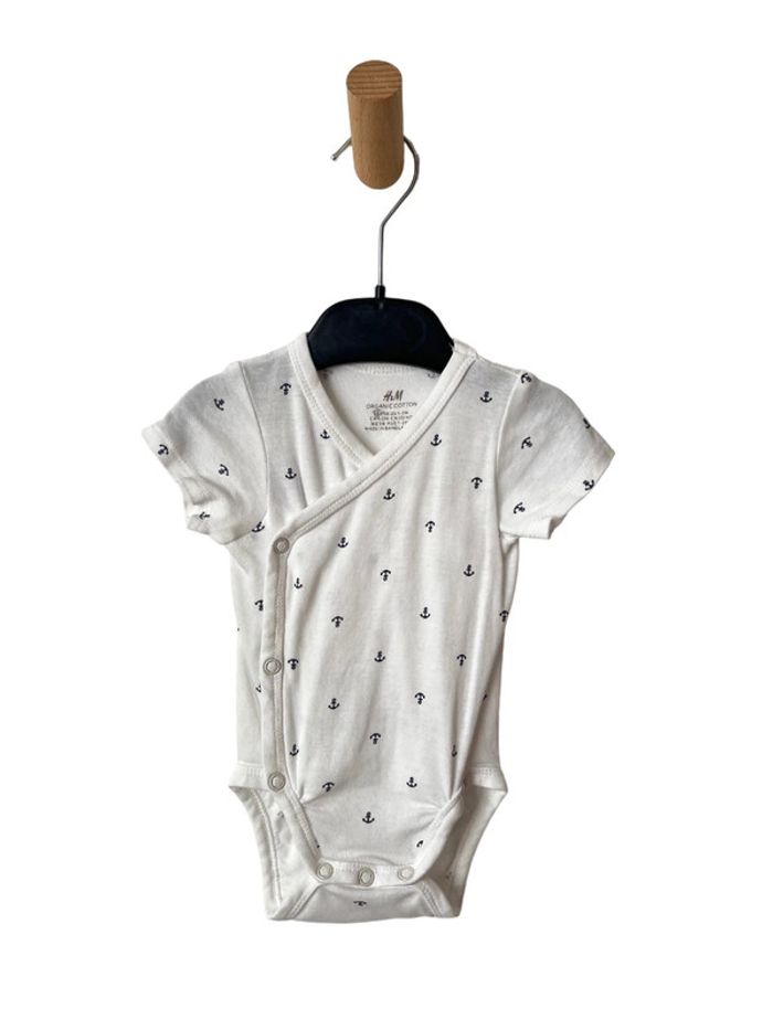 Body croisé à manches courtes, motif ancres - H&M 56cm (1-2 mois) - photo numéro 3