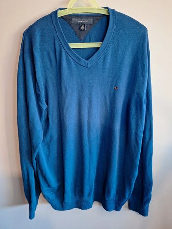 Pull tommy hilfiger bleu homme - taille XL - col V - coton