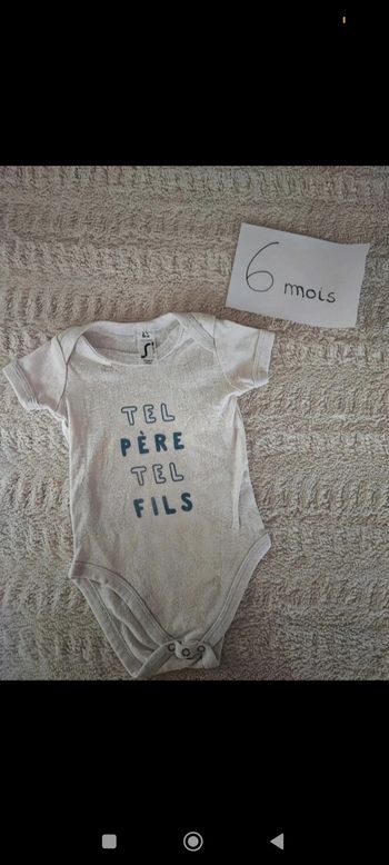 Bodie manches courtes tel père, Tel fils taille 3/6 mois