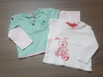 Lot de 2 t-shirts manches longues taille 68.