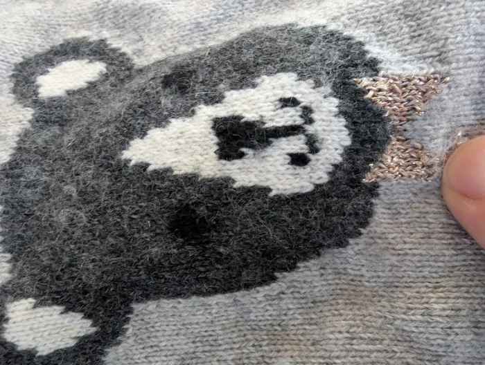 Pull cachemire coton gris chiné Bout'chou mixte 12 mois 74 cm ourson - photo numéro 2