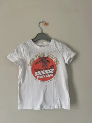 👕 t-shirt garçon 4 ans - la halle - 104 cm- bon état - blanc -100% coton