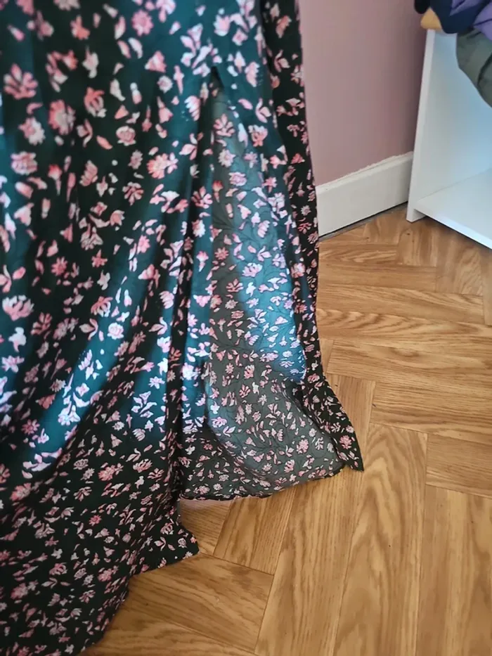 Robe été verte à fleur rose t44 curve - photo numéro 3