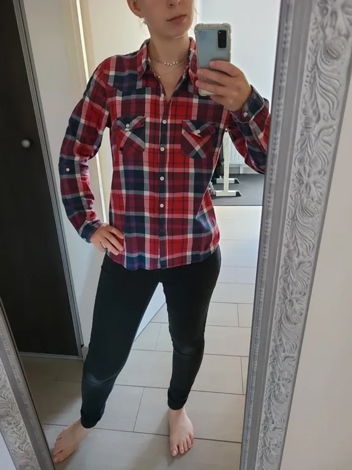 Chemise à carreaux bleu, blanc, rouge - photo numéro 4