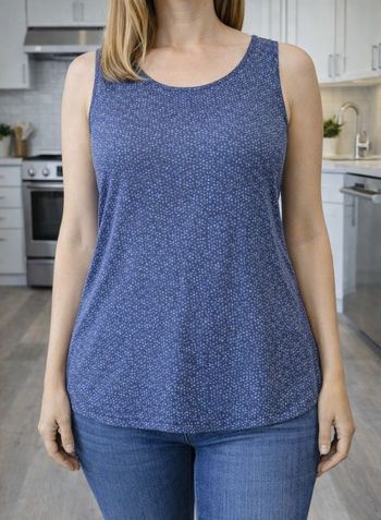 T-shirt débardeur Haut Top femme Taille 40 sans manche col rond 100% viscose Bleu