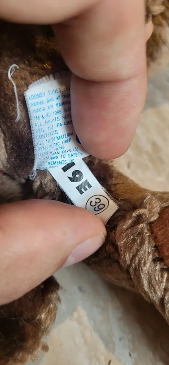 Peluche vintage Taz Looney Tunes Collector - Marron - Très bon état - photo numéro 9