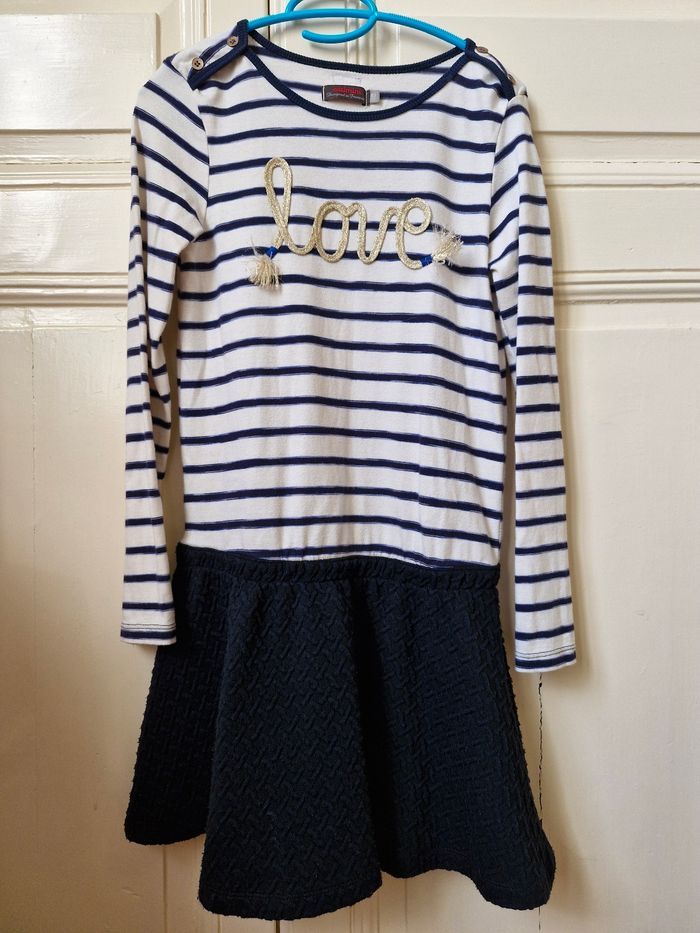 Catimini robe courte marinière manches longues 10ans - photo numéro 2