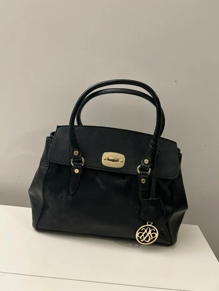 Arthur & aston sac en cuir bi matière noir, femme