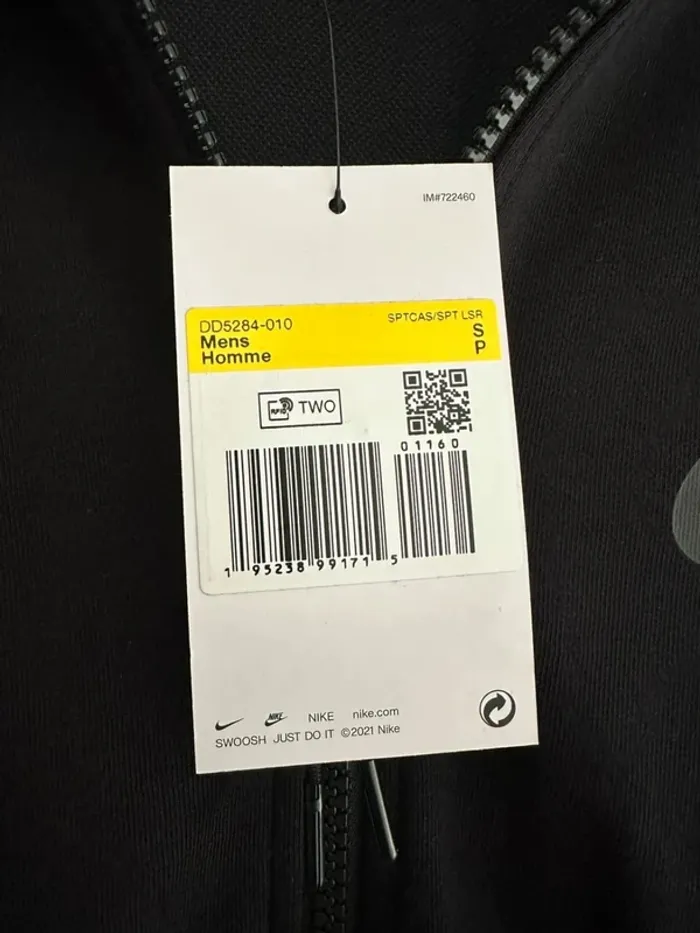 Nike pull à capuche avec zip noir taille S homme neuf - photo numéro 2