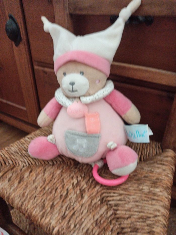 Boite a musique peluche brioche rose baby nat - photo numéro 3