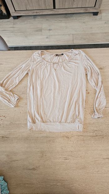 Blouse beige à manches longues, K Woman, tailleL, nickel
