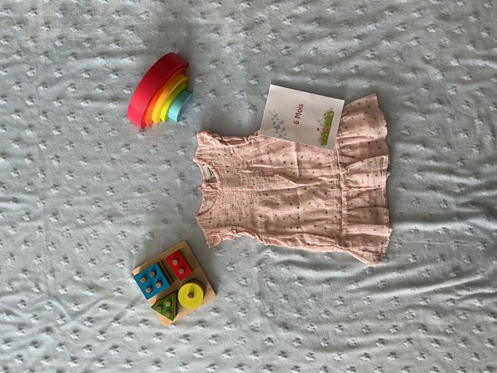 robe sans manches rose à pois dorés 6 mois tape à l'oeil - photo numéro 1
