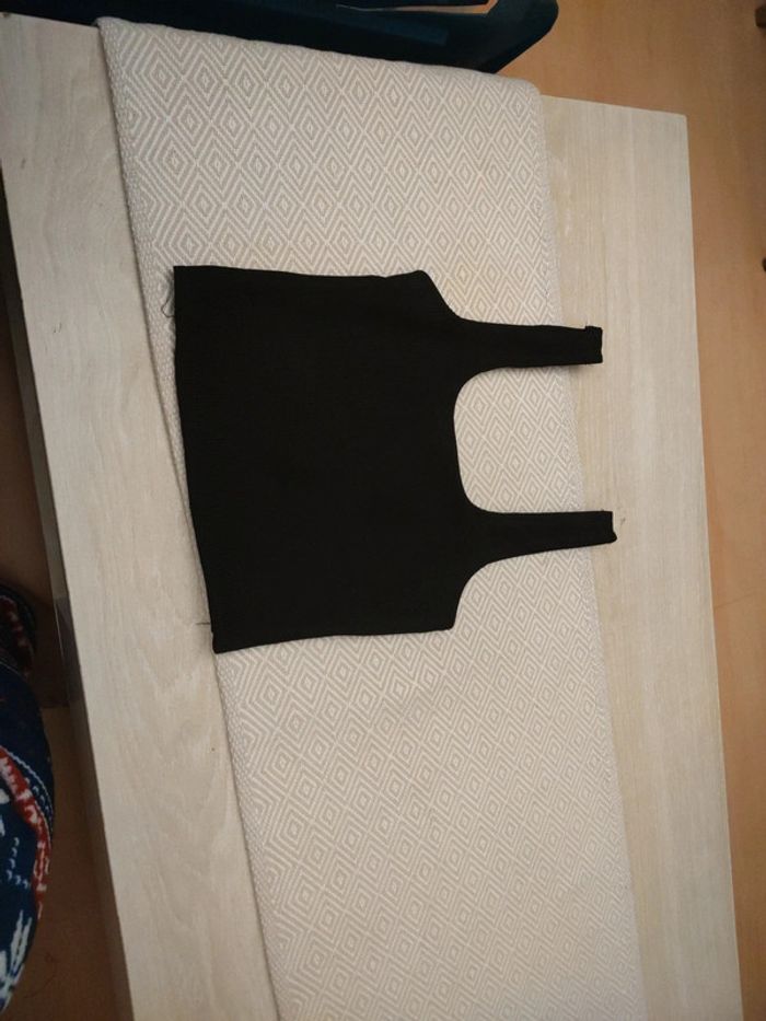 Crop top noir côtelé Pimkie xs 14 ans