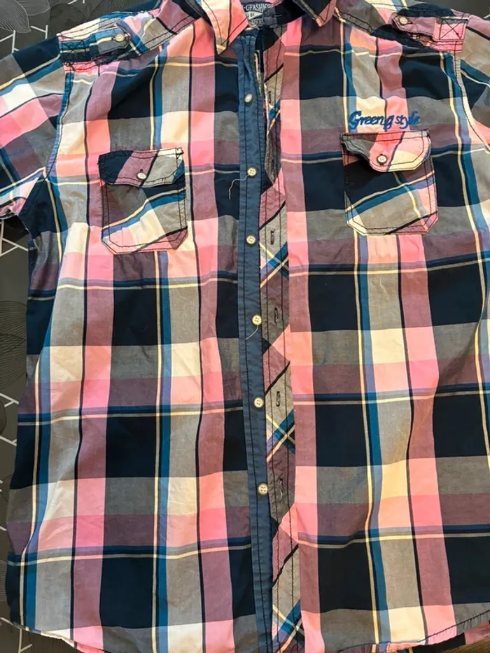Chemise à carreaux rose - photo numéro 7