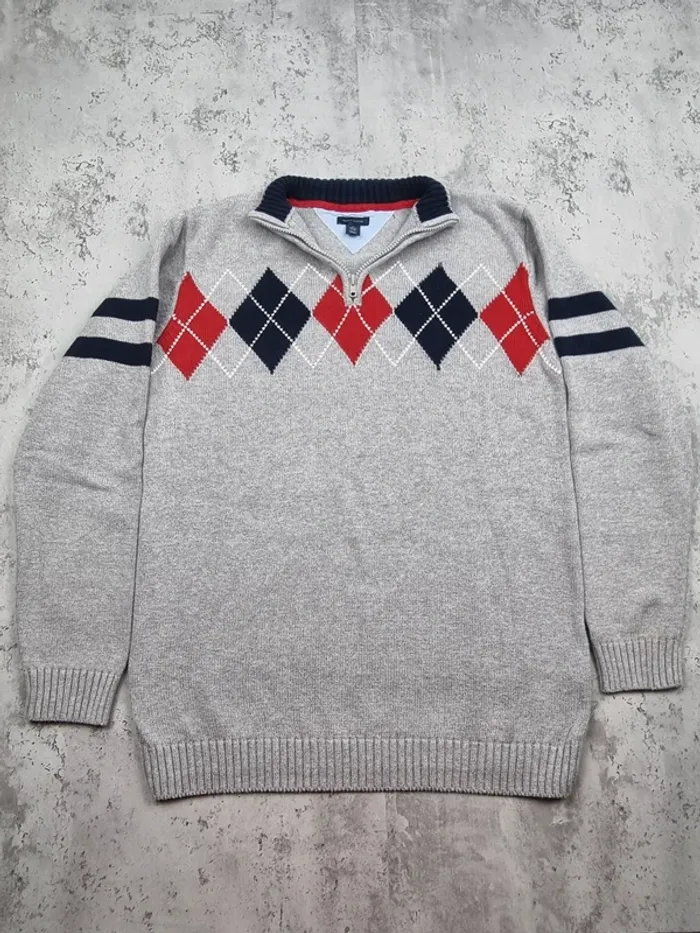 Pull 1/4 zip Tommy Hilfiger gris XL Femmes (mesures en photos) - photo numéro 3