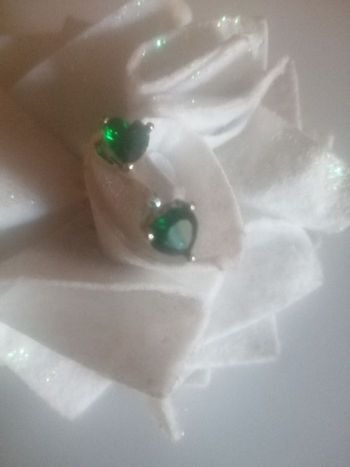 🌸Puces d'oreilles argentées cœur pierre perigot "Histoire d'or" 🌸