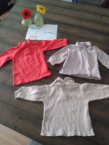 Lot de 3 t-shirts manches longues col montant